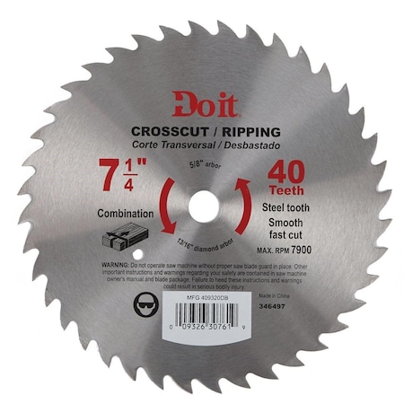 All-Source 7-1/4 In. 40-Tooth Cutoff/Rip Circular Saw Blade, Bulk 409320DB